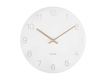 Karlsson Charm Engraved Numbers Small KA5788WH Wanduhr Weiß • Eingravierte Ziffern • Goldene Zeiger