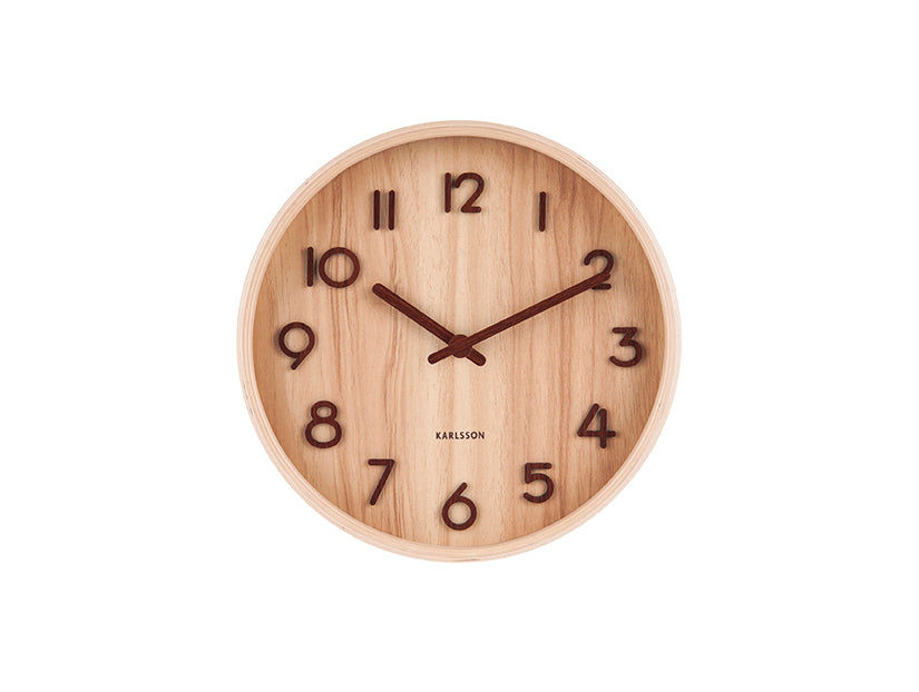 Karlsson Pure Small KA5808WD Wanduhr Hellbraun • Lautloses Sweep-Uhrwerk • Sperrholz-Vollholzdesign, Bild 2