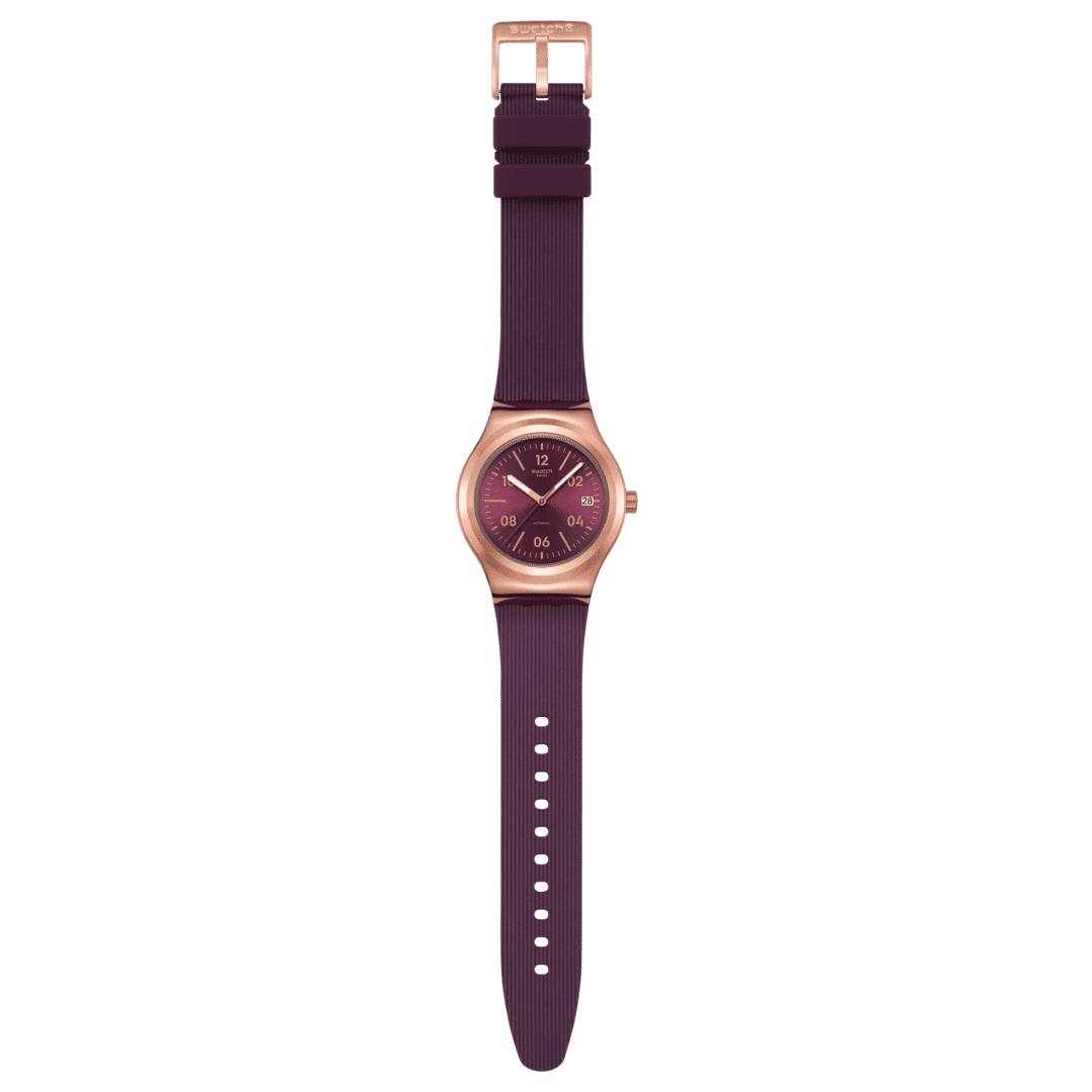 Swatch Sistem 51 Irony YIG401 Armbanduhr Burgunderrot • Automatikwerk mit 90 Stunden Gangreserve • Leuchtzeiger mit