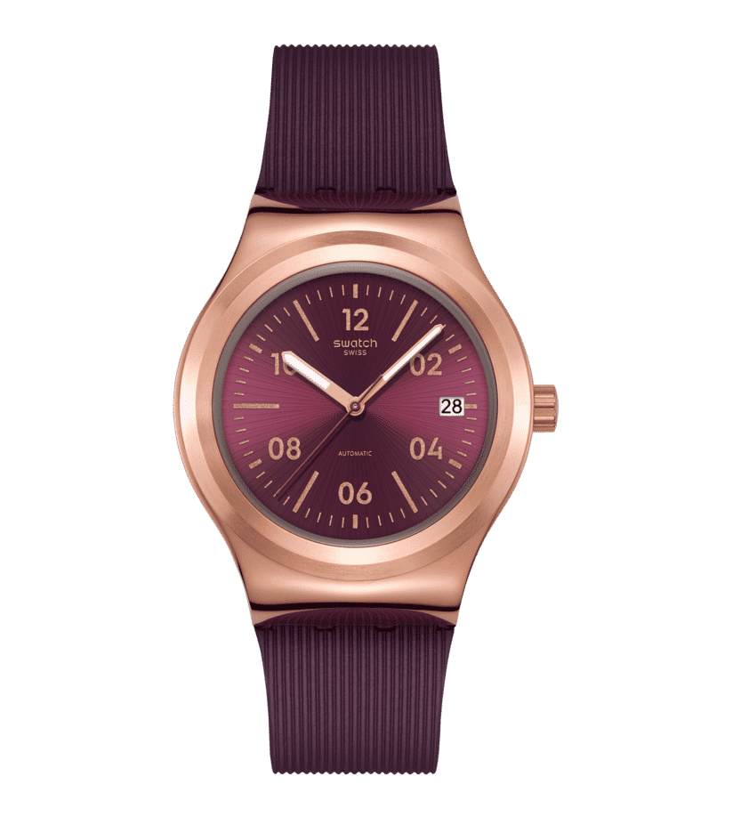 Swatch Sistem 51 Irony YIG401 Armbanduhr Burgunderrot • Automatikwerk mit 90 Stunden Gangreserve • Leuchtzeiger mit