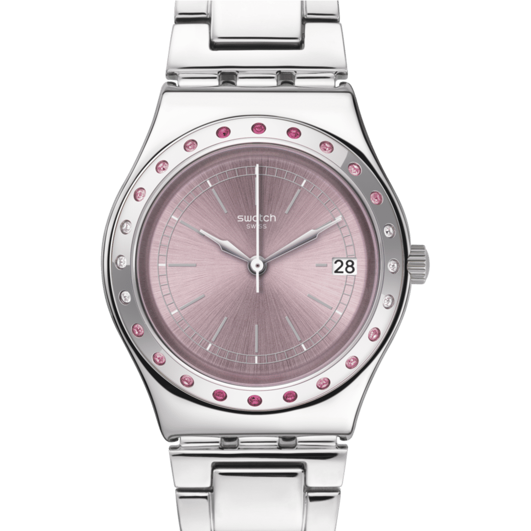 Swatch Irony Medium YLS455G Damen Armbanduhr Rosa • Edelstahlgehäuse mit Kristallbesatz • Datumsanzeige bei 3 Uhr, Bild 3