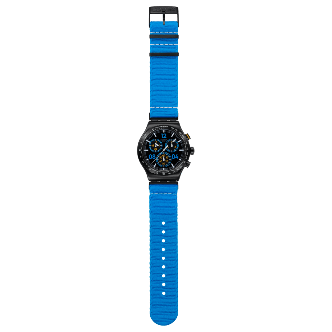 Swatch Irony Chrono New YVB100 Moments in Blue Herren • Tachymeter-Lünette • Leuchtzeiger mit Glow-Effekt, Bild 4