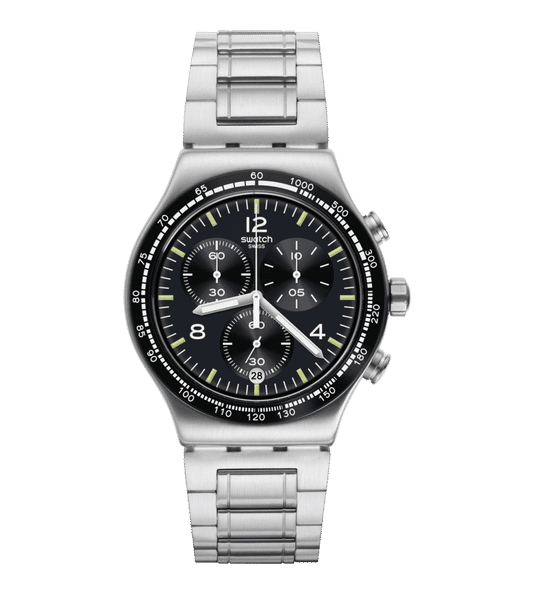 Swatch Irony Chrono New YVS444GC Herren Armbanduhr Schwarz • Chronograph • Edelstahlgehäuse
