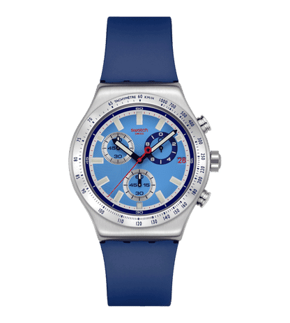 Swatch Irony YVS541 Armbanduhr Sky Reflective • Chrono-Funktion • Leichtes Aluminium-Gehäuse