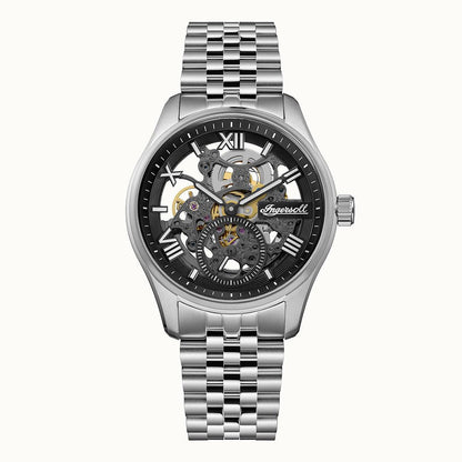 Ingersoll The Maverick I17403 Herrenuhr Silber • Automatikwerk • Skelett-Zifferblatt
