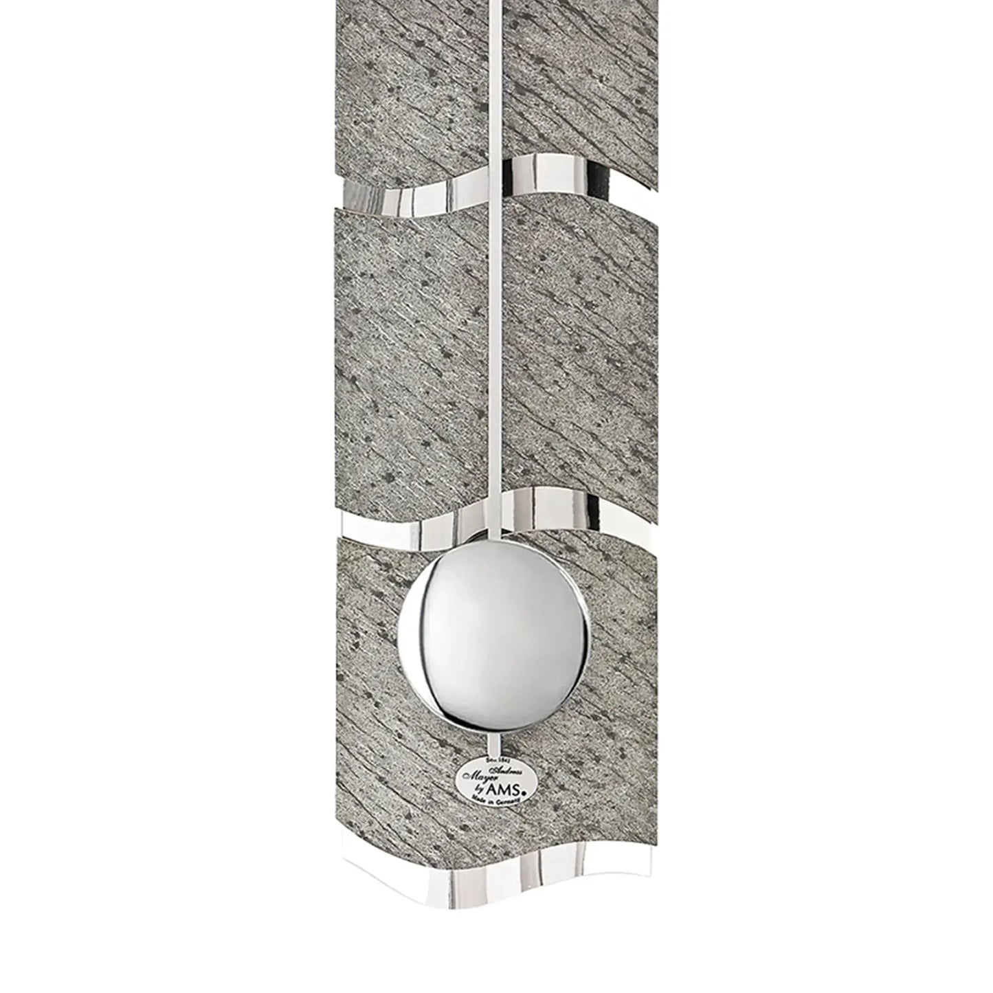 Pendel-Wanduhr mit rundem Zifferblatt, grauem Naturstein-Design und Aluminiumrahmen