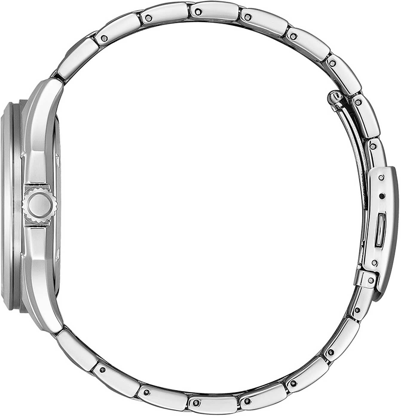 Reloj Citizen para hombre, caja y brazalete de acero inoxidable, controles laterales visibles