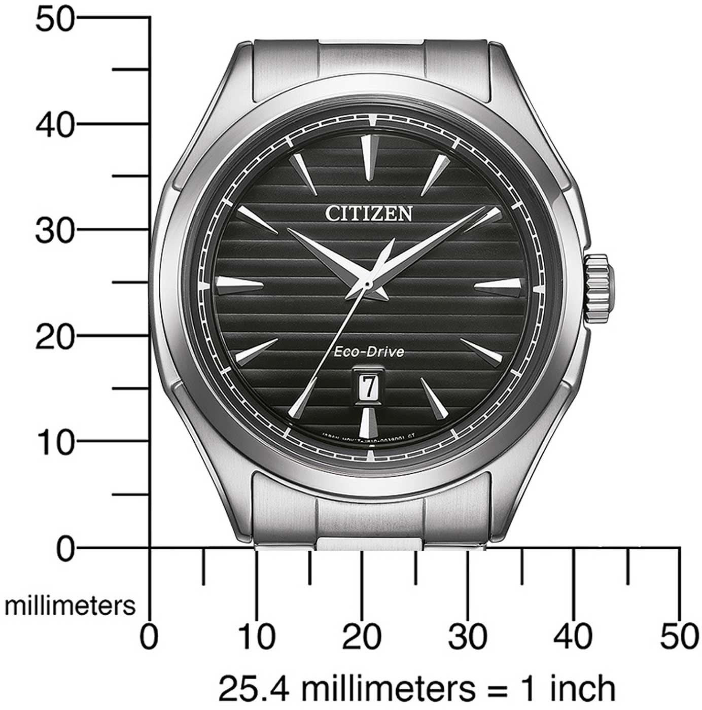 Reloj Citizen para hombre con esfera negra, manecillas e índices plateados