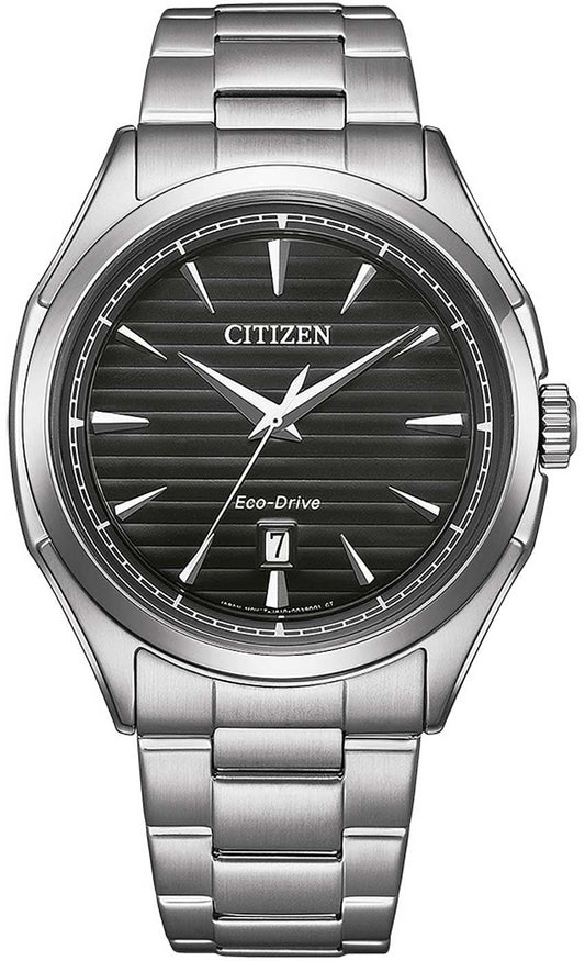 Reloj Citizen para hombre con caja de acero inoxidable plateado y esfera negra