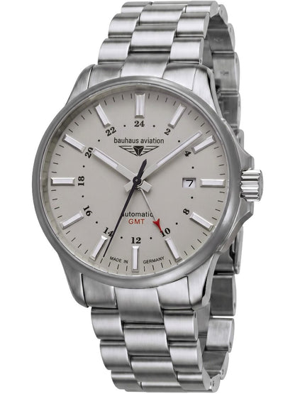 Bauhaus Aviation 2868M-5 Herren Automatik-Armbanduhr • Titan-GMT • Saphirglas