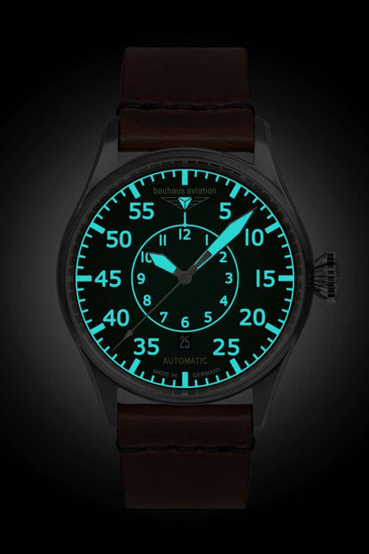 Bauhaus Aviation 2756-4 Herrenuhr Braun/Grün • Schweizer Automatikwerk SW 200 • Saphirglas, Bild 3