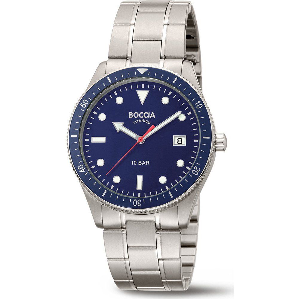 Boccia Titanium 3664-04 Herren Armbanduhr Blau • Miyota Quarzwerk • Titan mit Mineralglas