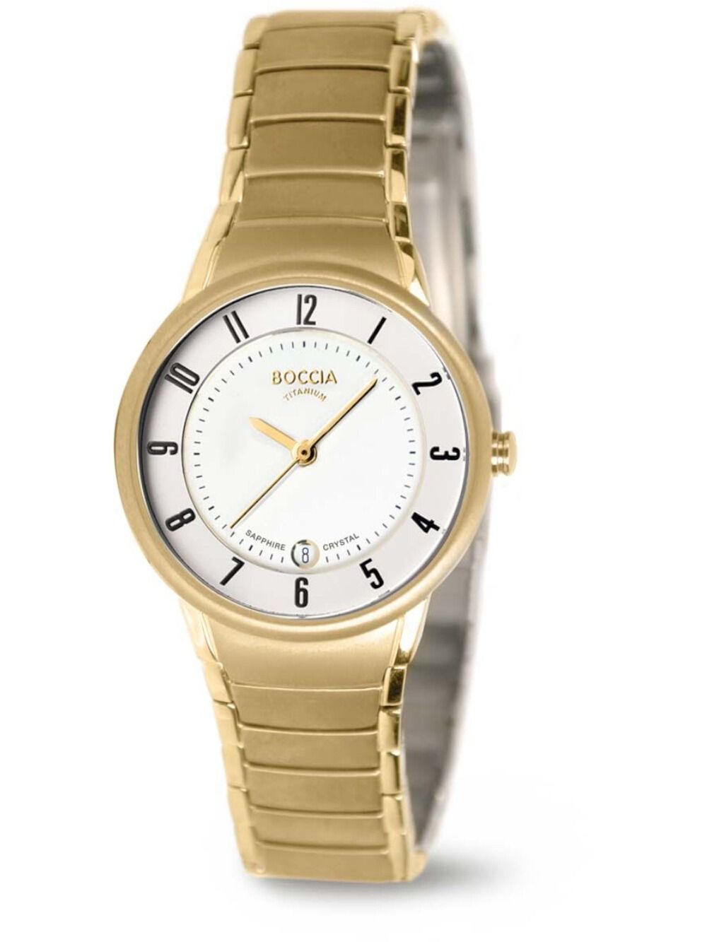 Boccia Titanium 3158-05 Damen Armbanduhr Goldfarben • Saphirglas • Titan-Gehäuse
