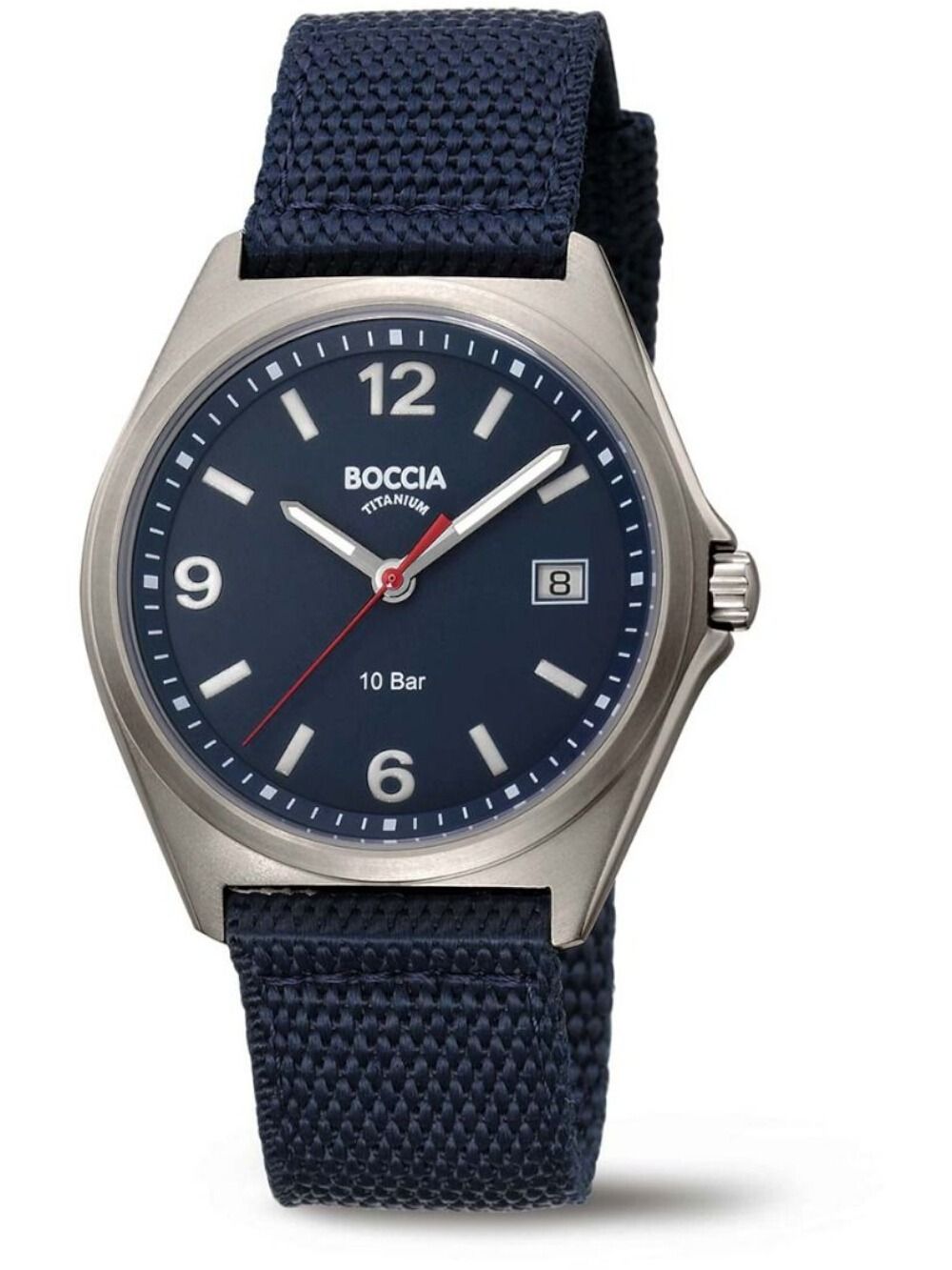 Boccia Classic 3663-03 Herrenuhr Titan Blau • Mineralglas • 100 m wasserdicht