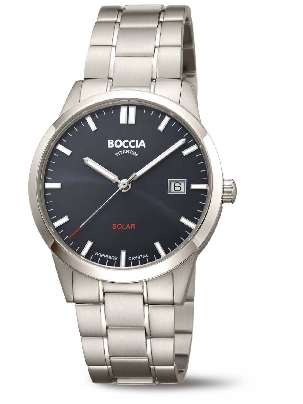 Boccia Classic Solar 3673-02 Herrenuhr Schwarz • Saphirglas • Solarwerk mit 6 Monaten Gangreserve