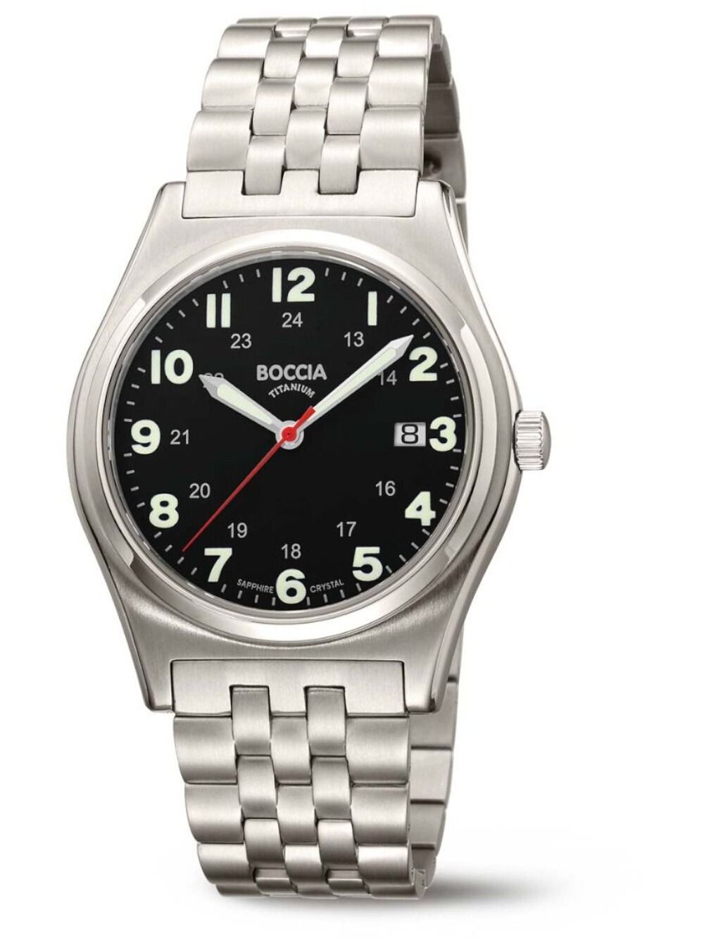 Boccia Titanium 3674-02 Herren Armbanduhr Grau • Saphirglas • Leuchtmasse