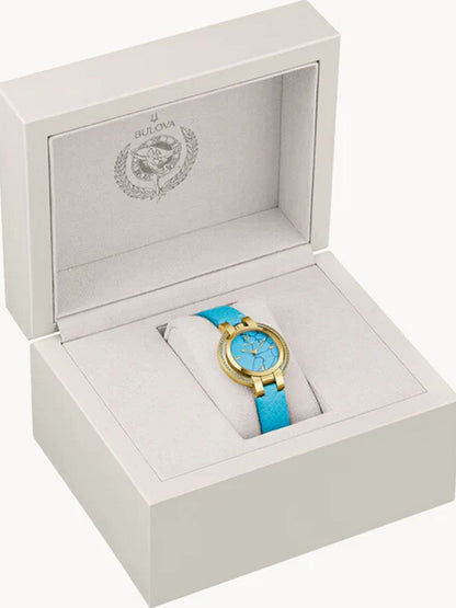 Bulova Rubaiyat 97R104 Damenuhr Goldfarben/Blau • Saphirglas • 42 Blaue Topase, Bild 5