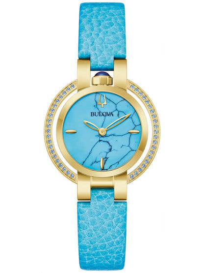 Bulova Rubaiyat 97R104 Damenuhr Goldfarben/Blau • Saphirglas • 42 Blaue Topase
