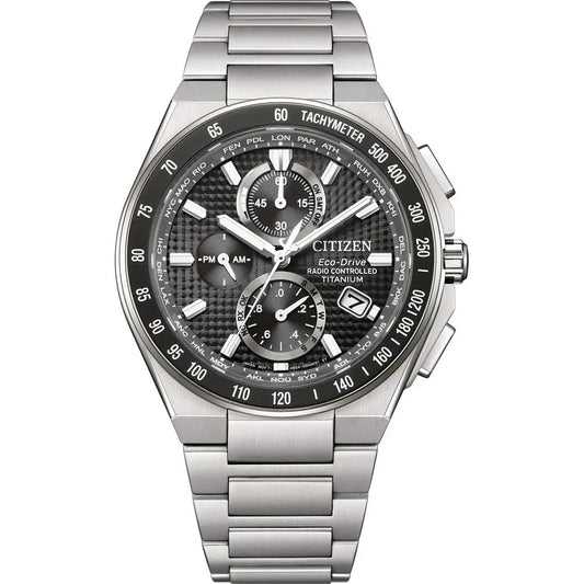 Citizen Promaster Sky AT8390-55E Herren Armbanduhr Schwarz • Funk-Chronograph • Super Titanium