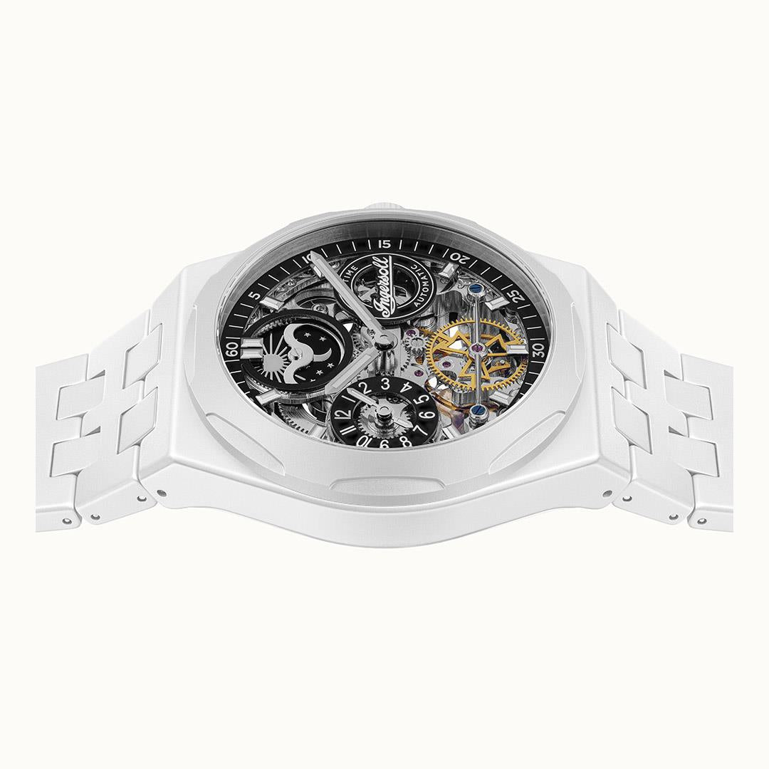 Ingersoll The Broadway I15101 Herrenuhr Weiß • Keramik Automatikuhr • Dual Time, Bild 5