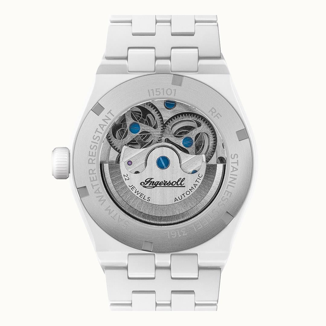 Ingersoll The Broadway I15101 Herrenuhr Weiß • Keramik Automatikuhr • Dual Time, Bild 3