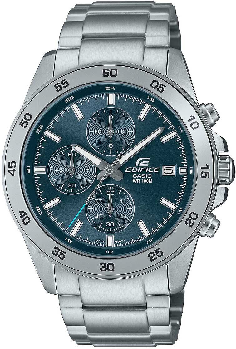 Reloj de acero inoxidable para hombre con esfera azul, cronógrafo, correa de metal