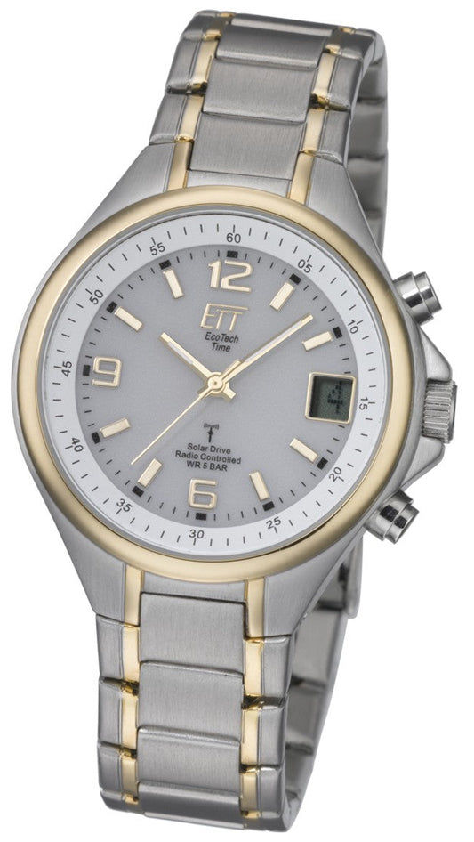 Herrenuhr aus Edelstahl Bicolor mit goldenen Akzenten, analogem Zifferblatt und Datumsanzeige