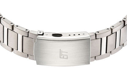 Pulsera de hombre: brazalete de eslabones metálicos con cierre, plateada