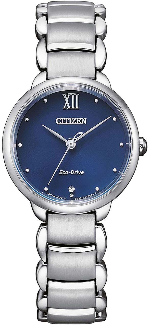 Reloj de mujer con esfera azul, marcadores de hora romanos y correa plateada de acero inoxidable