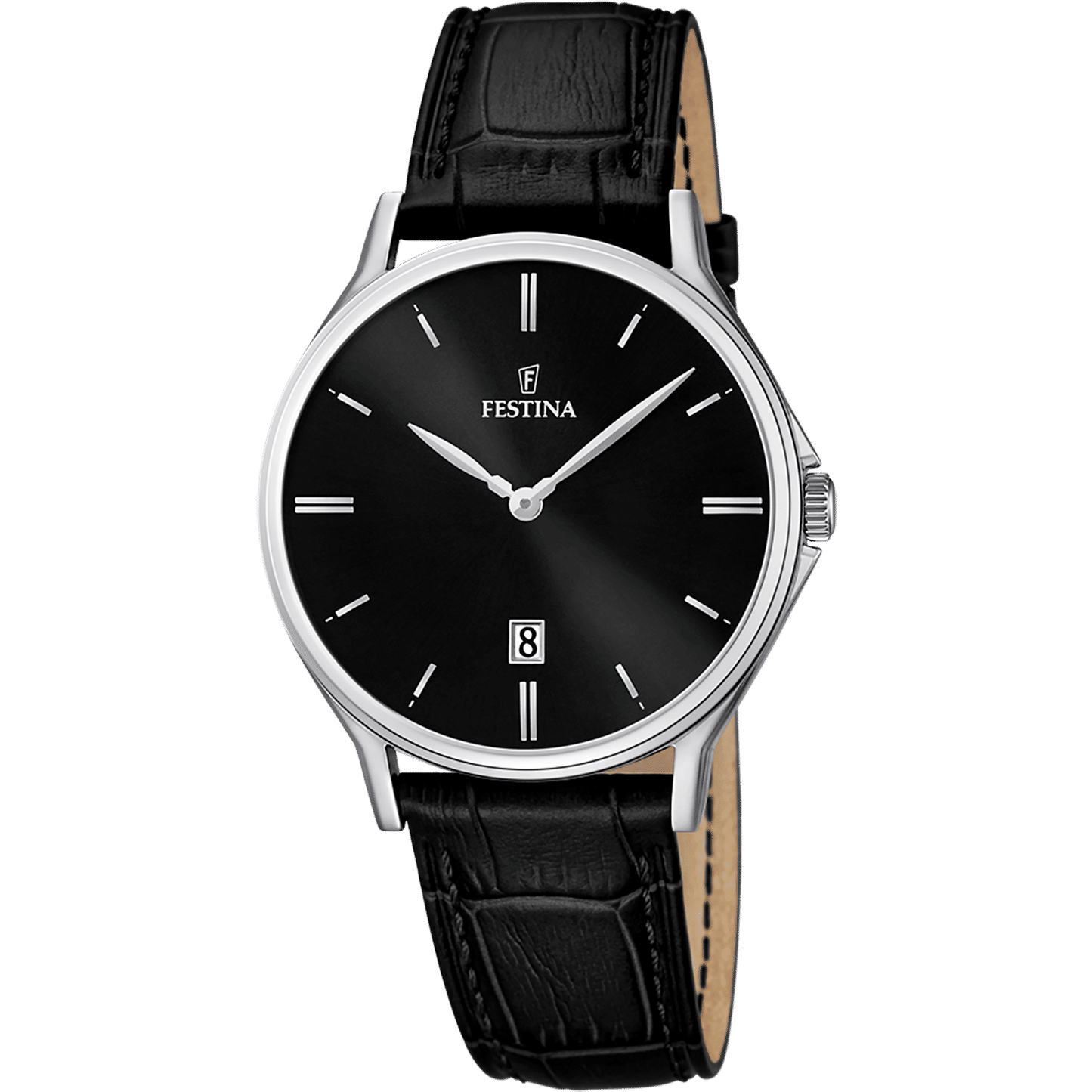 Festina Classics F16745/5 Herrenuhr Schwarz • Mineralglas • Echtlederarmband