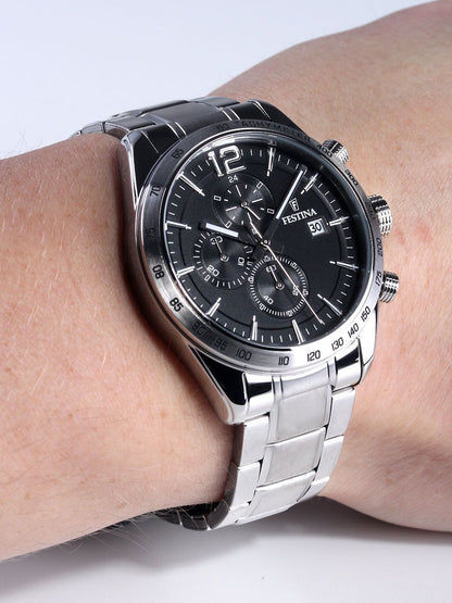 Festina Timeless Chronograph F16759/4 Herrenuhr Schwarz • Edelstahlarmband • Quarz-Chronograph, Bild 4