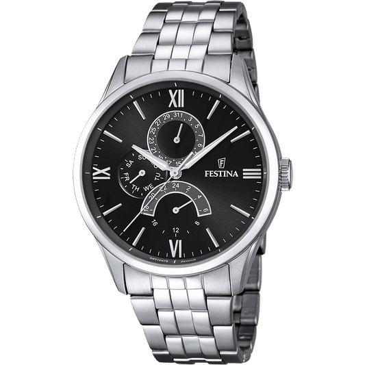 Festina Retro F16822/4 Herrenuhr Schwarz • Multifunktionswerk • Mineralglas