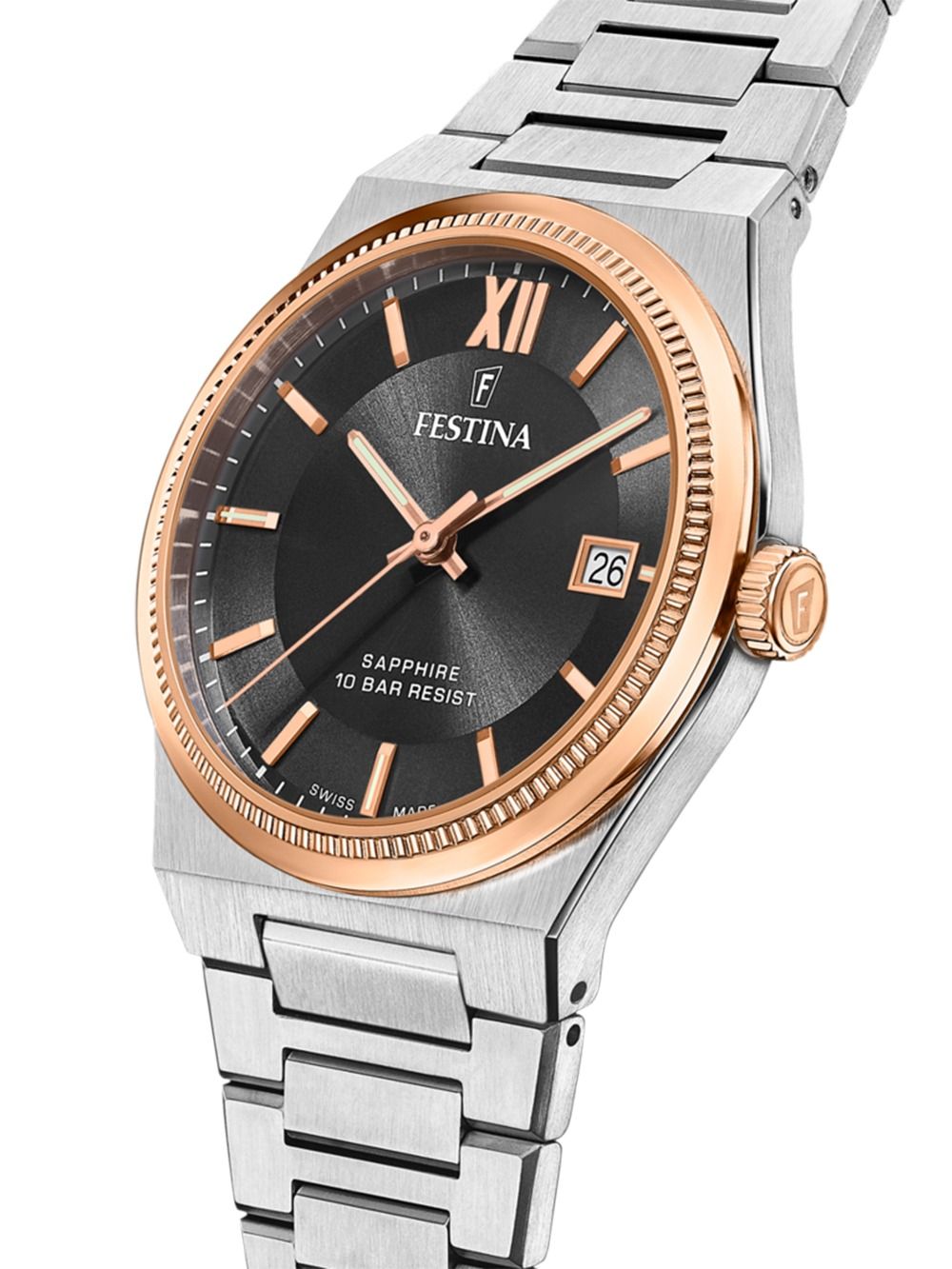Festina Swiss Made Rivé F20036/3 Herren • Saphirglas entspiegelt • Swiss Made Quarzwerk, Bild 2