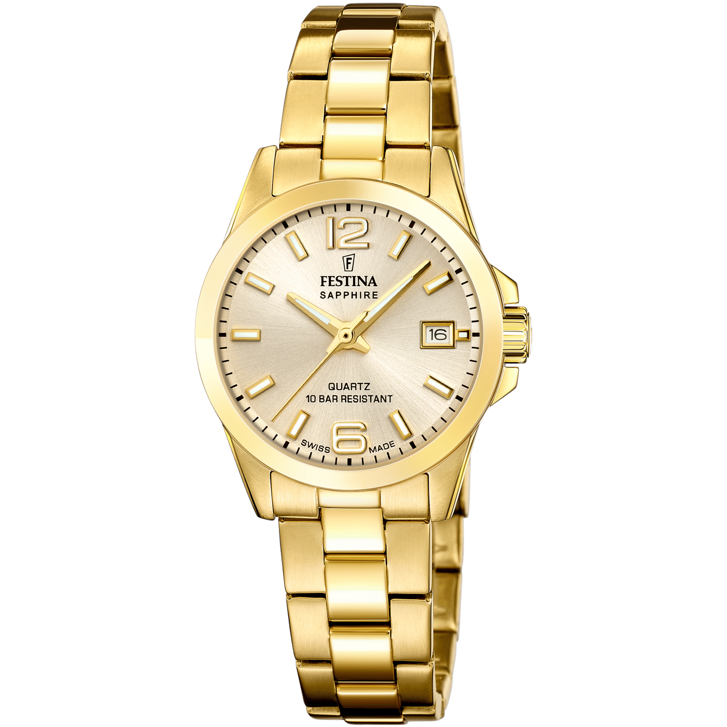 Festina F20050/2 Damen-Armbanduhr Goldfarben • Saphirglas • Swiss Made