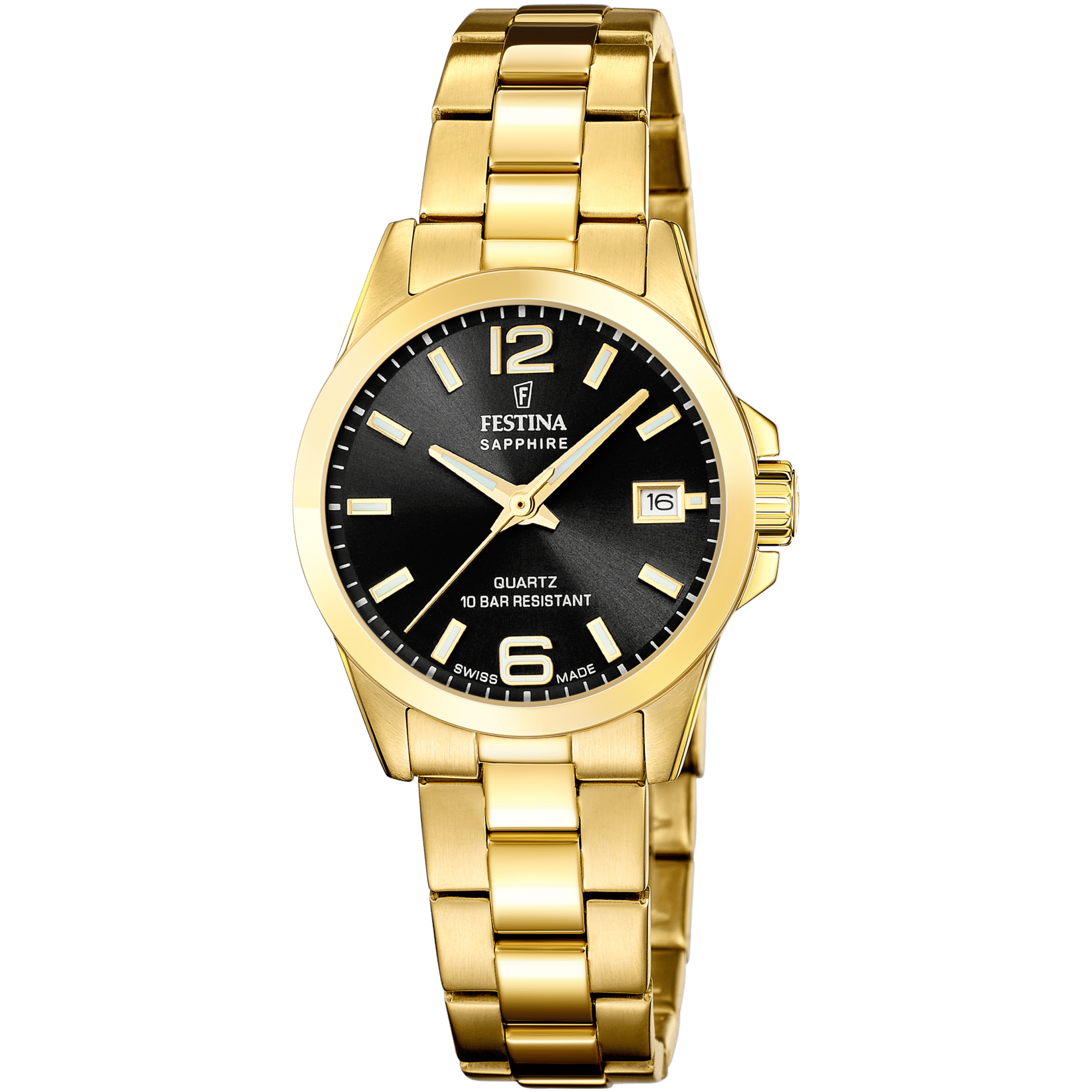 Festina Swiss Made Lady F20050/4 Damenuhr Schwarz • Saphirglas • Schweizer Quarzwerk