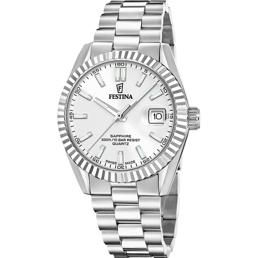 Festina Classic Swiss Made F20084/A Herren Armbanduhr Silber • Saphirglas • Schweizer Quarzwerk