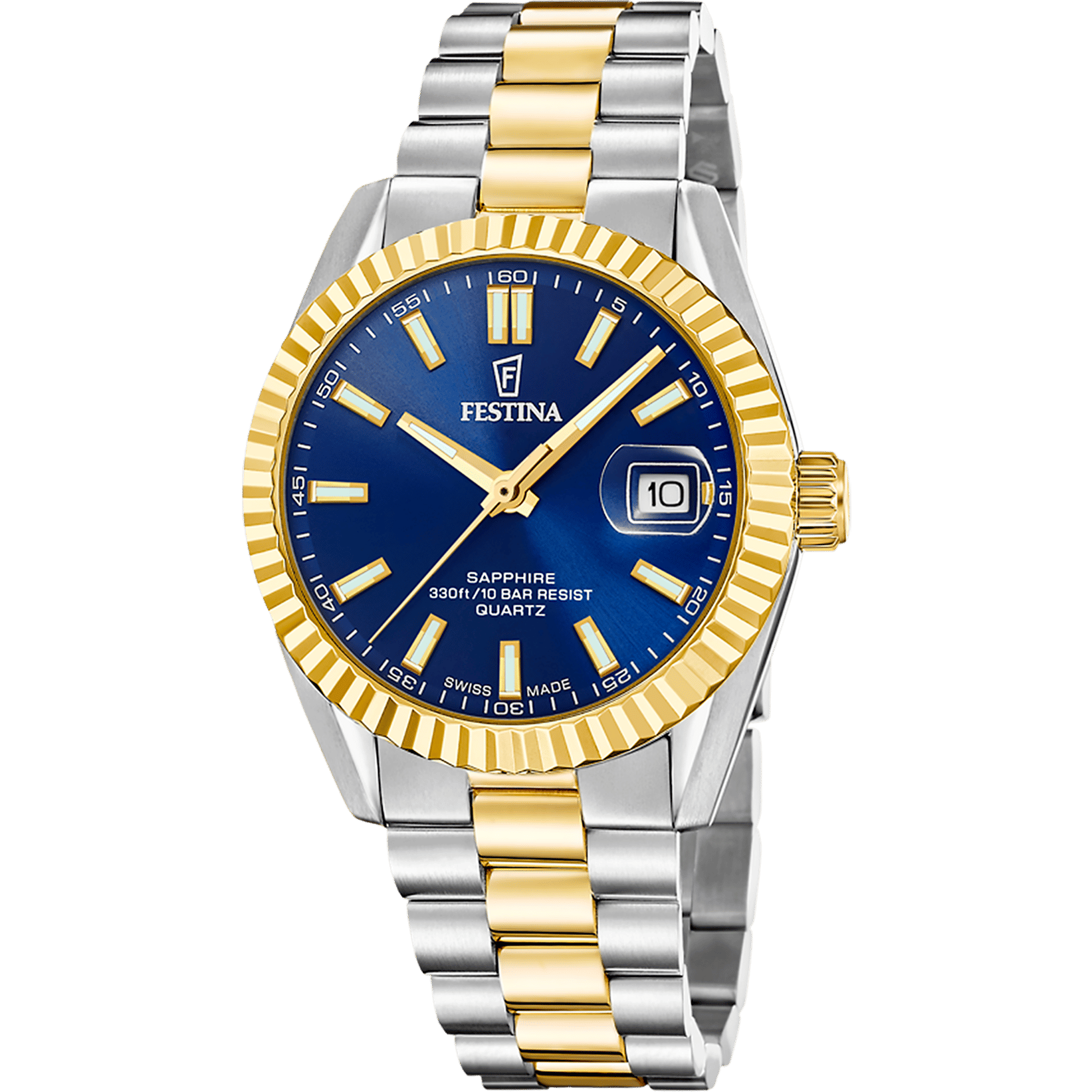 Festina F20085/B Herrenuhr Bicolor/Blau • Saphirglas • Schweizer Quarzwerk