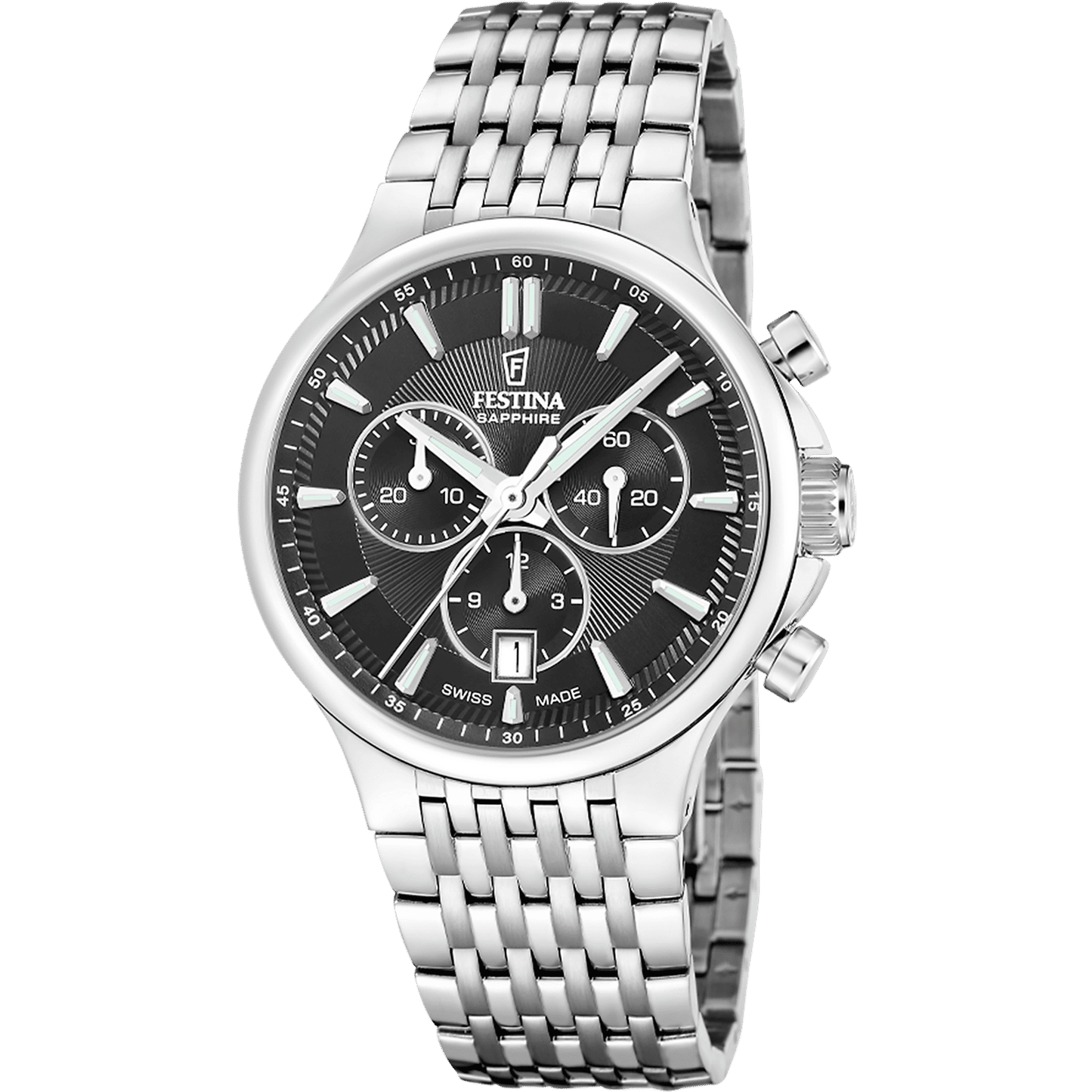Festina Swiss Made Chronograph F20093/4 Herrenuhr • Saphirglas • Edelstahlarmband