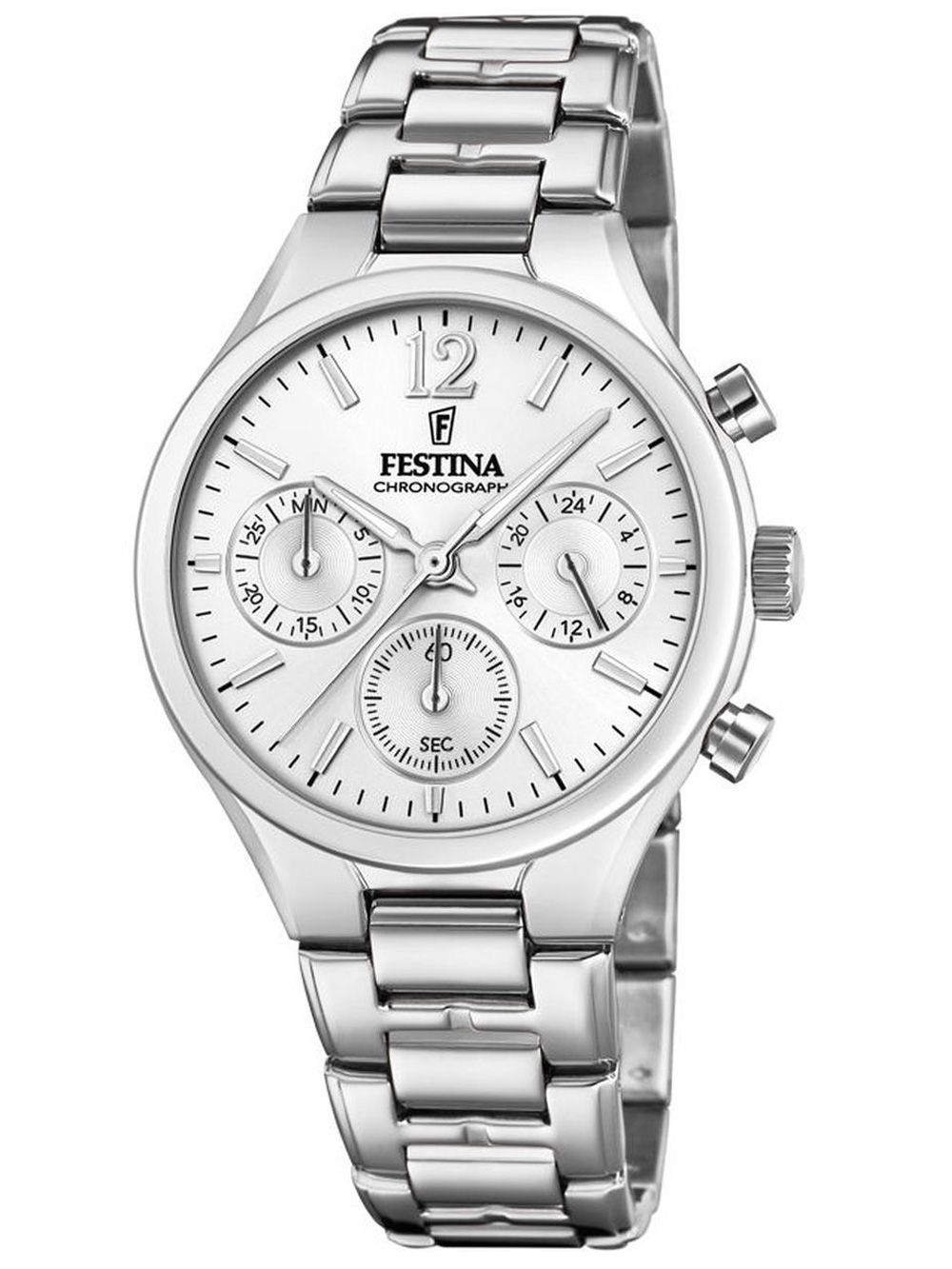 Festina Boyfriend F20391/1 Damenuhr Silber • Chronograph • Mineralglas