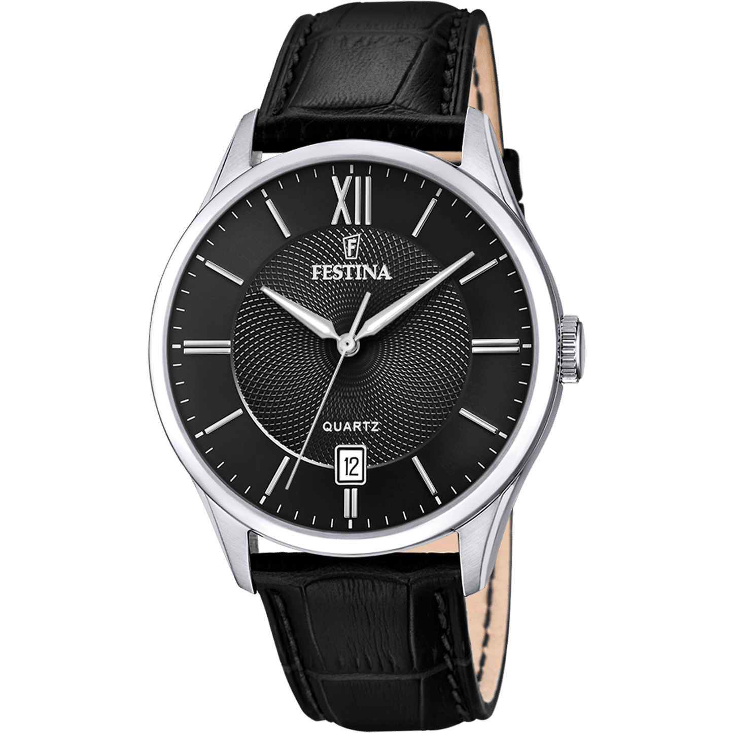 Festina Classics F20426/3 Herrenuhr Schwarz • Schwarzes Lederarmband • 5 ATM Wasserdicht
