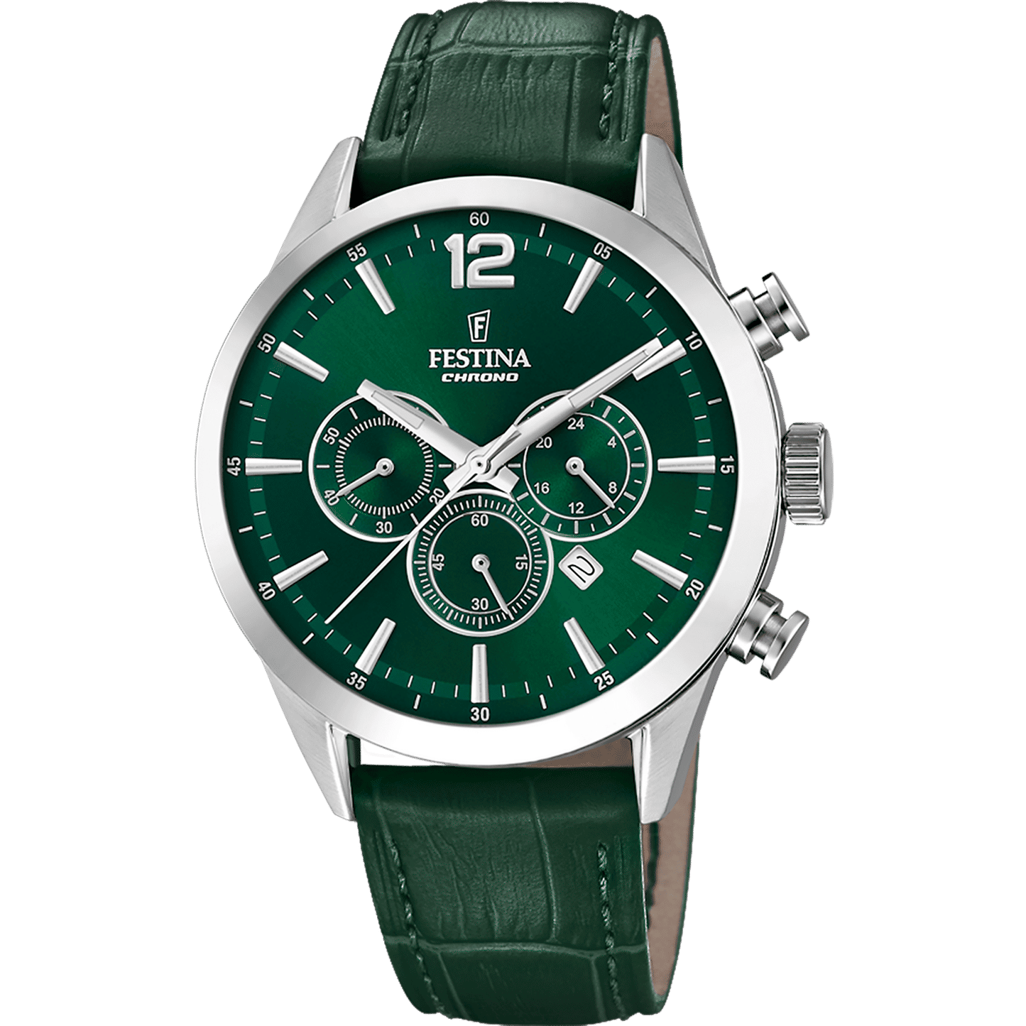Festina Timeless F20542/7 Herren Chronograph • Grünes Zifferblatt • Sportliches Design