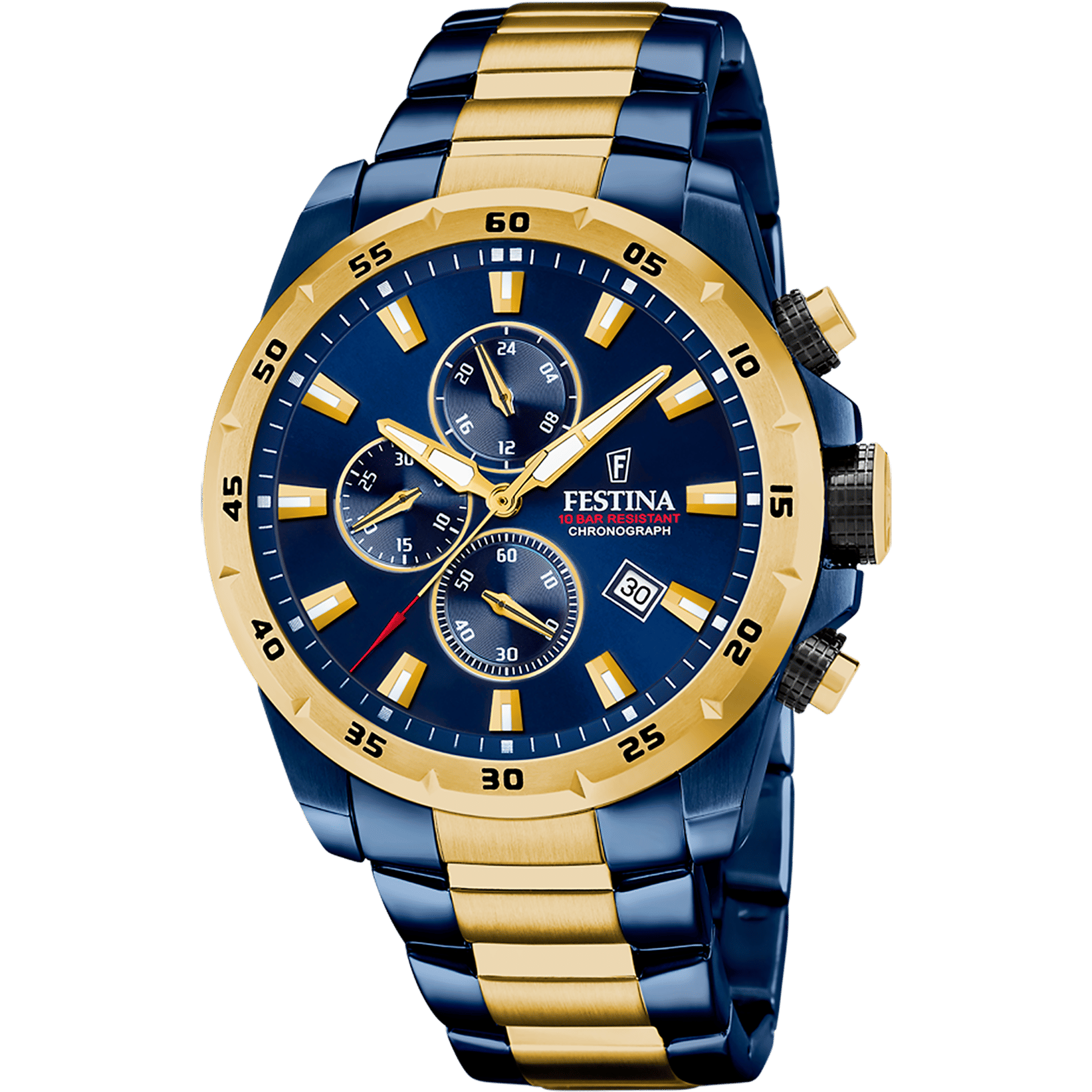 Festina F20564/1 Sport Chronograph Herrenuhr Blau • Edelstahlgehäuse • 10 ATM Wasserdicht