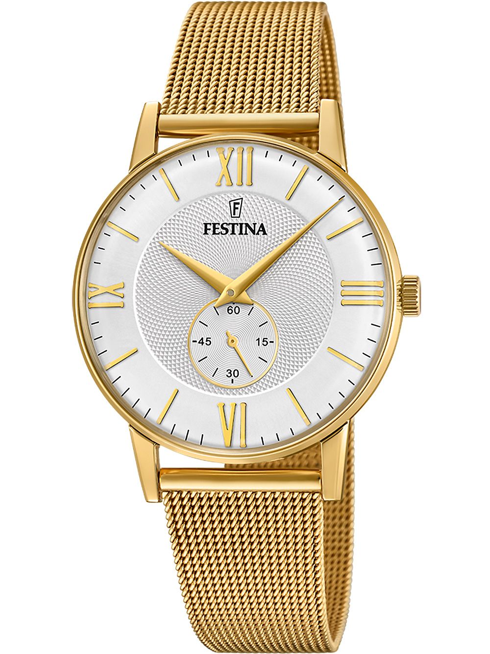 Festina Retro F20569/2 Herrenuhr Gold • Milanaise-Armband • Klassisches Quarzwerk