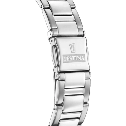 Festina Reloj de mujer con pulsera y cierre de acero inoxidable, reverso con logo