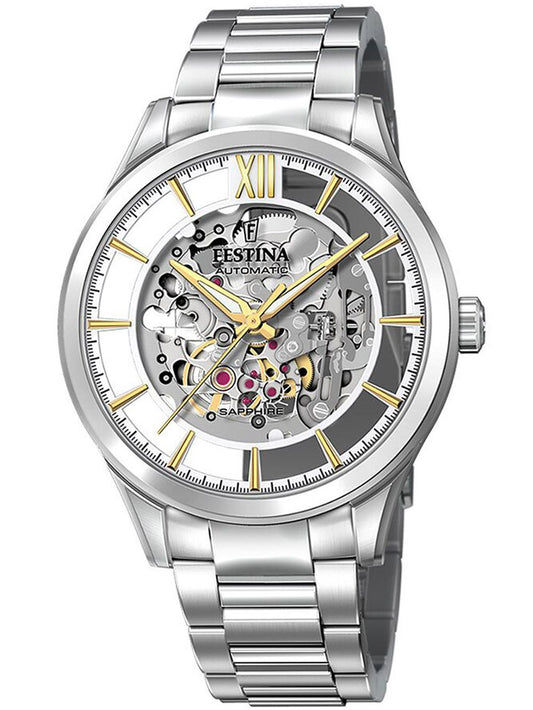 Festina Skeleton Herren-Automatikuhr mit Skelettzifferblatt und Edelstahlarmband