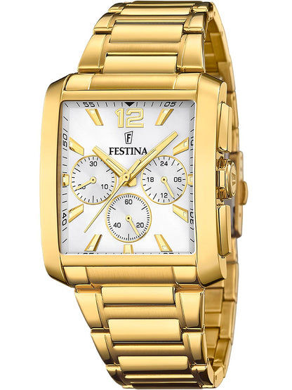 Festina Timeless Chronograph F20638/1 Herrenuhr Goldfarben • Chronograph • Mineralglas