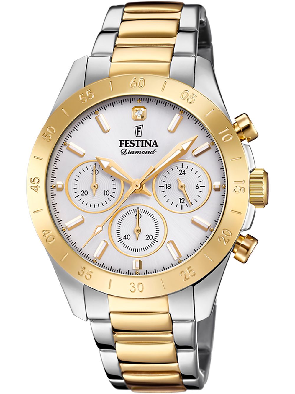 Festina Boyfriend F20651/1 Damenuhr Bicolor • Chronograph • Mineralglas