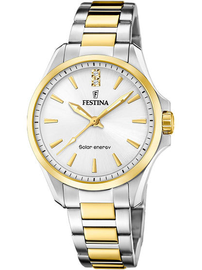 Festina Solar Energy F20655/2 Damen • Solarbetrieb • Bicolor Edelstahlarmband