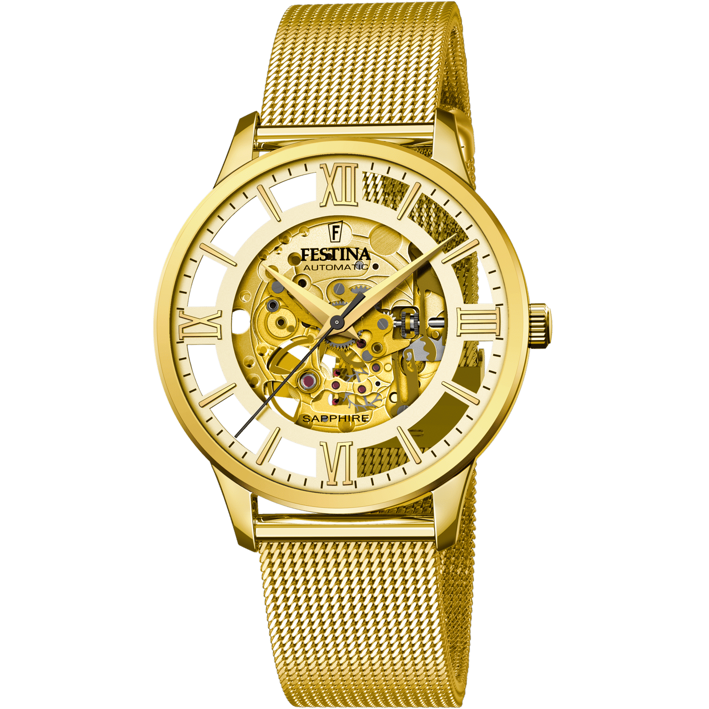 Festina F20667/1 Herrenuhr 42mm Gold • Automatikwerk • Edelstahlgehäuse