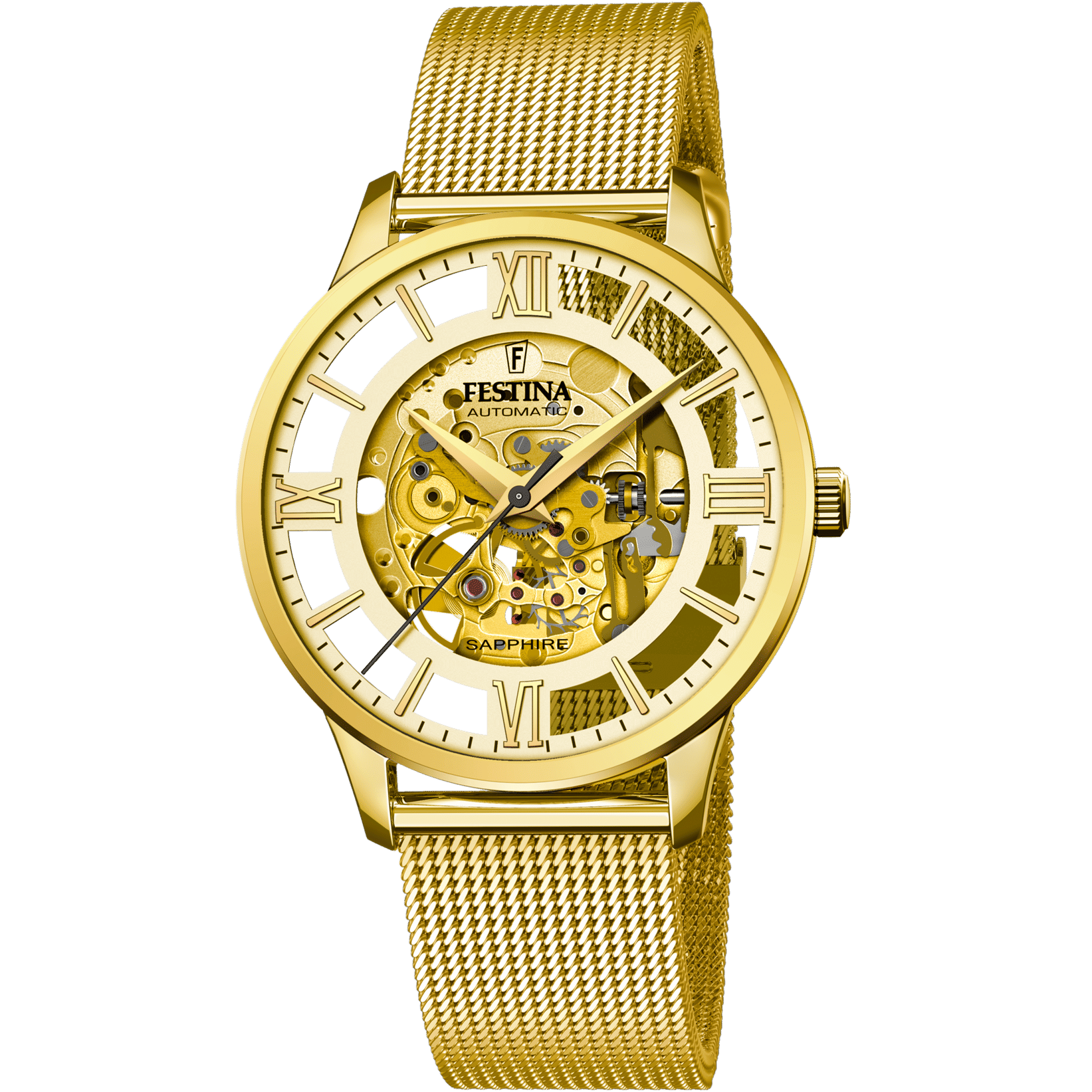 Festina F20667/1 Herrenuhr 42mm Gold • Automatikwerk • Edelstahlgehäuse